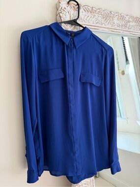 Mango Basics Royal Blue Button-Up Blouse